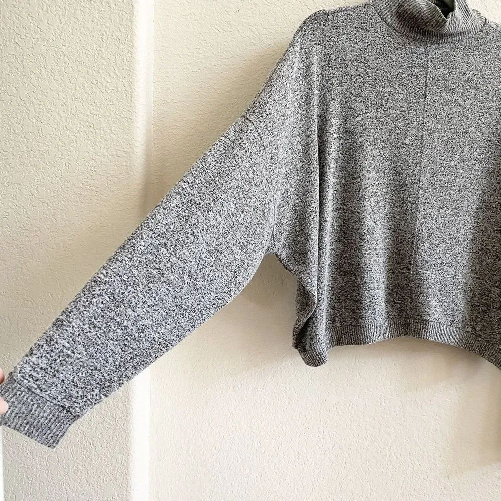 Lucky Brand Size XS Turtle/Mock Neck Oversized Sweater‎ Top Shirt Gray